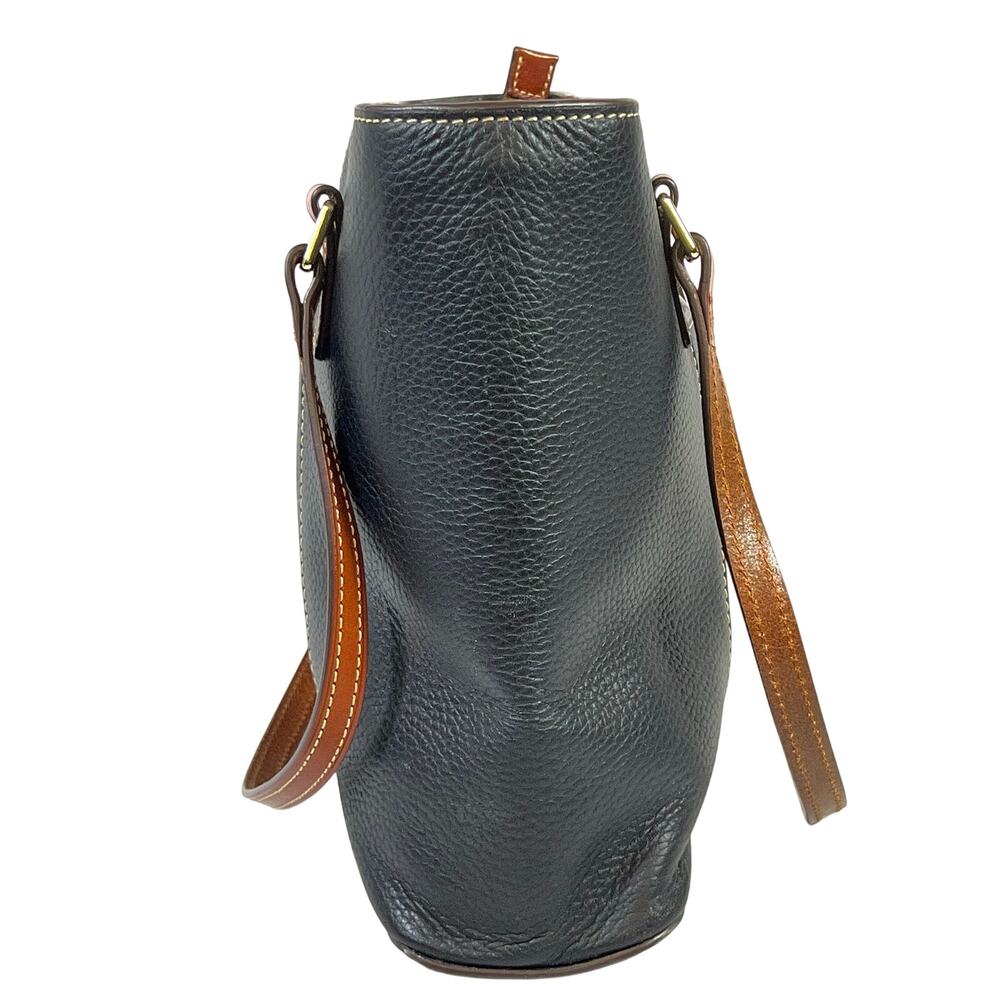 Dooney & Bourke Lexington Shopper Tote Tan Black Pebbled Leather Gold Hardware - Picture 3 of 16